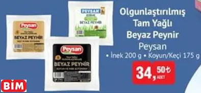PEYSAN OLGUNLAŞTIRILMIŞ TAM YAĞLI BEYAZ PEYNİR PEYSAN OLGUNLAŞTIRILMIŞ TAM YAĞLI BEYAZ PEYNİR